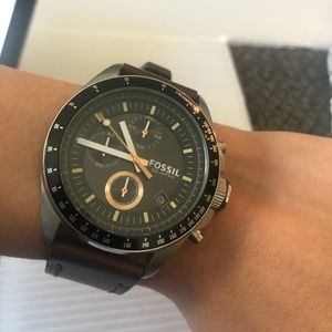Fossil chronograph watch leather strap